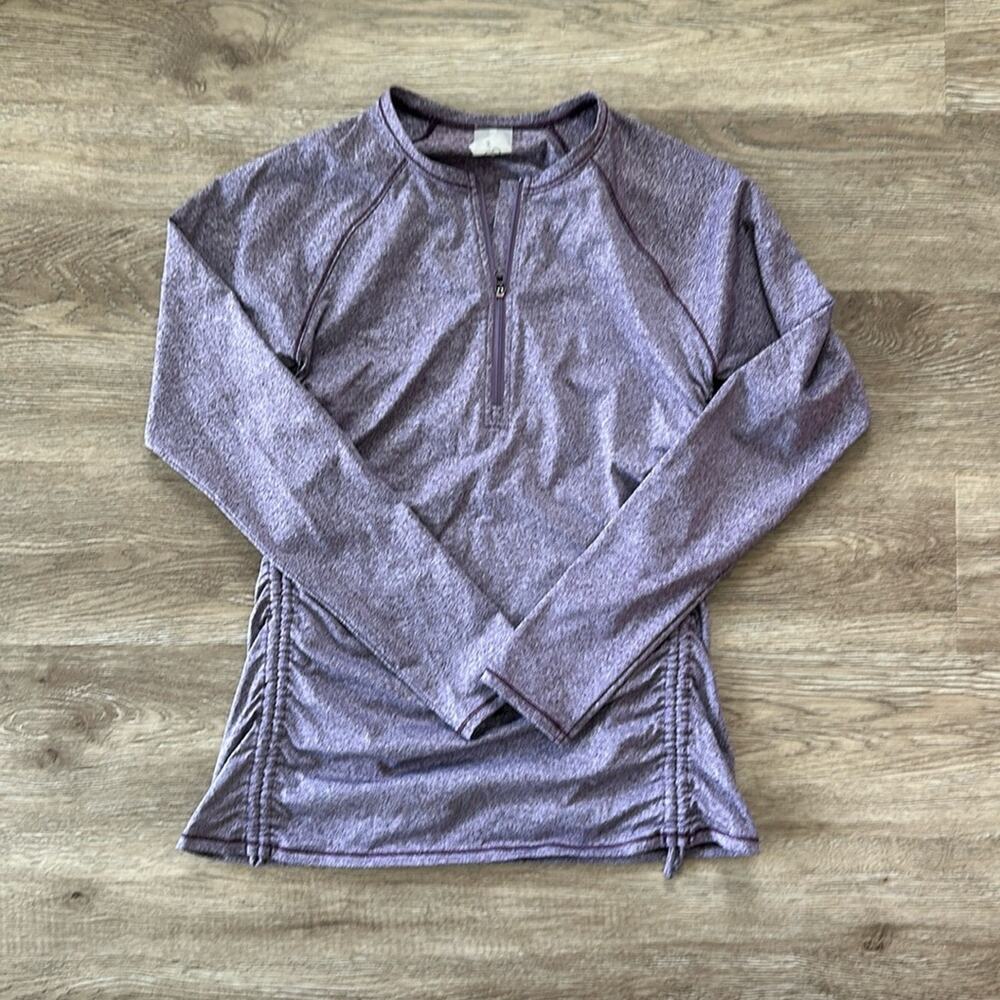 Calia Quarter Zip Ruched Long Sleeve Pullover Heathered Purple Size‎ Small